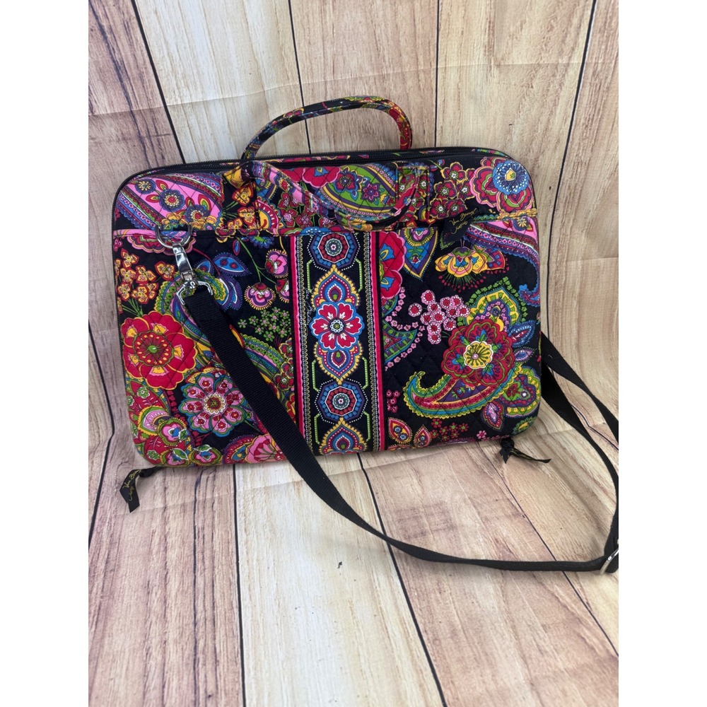Vera Bradley Provencal Quilted Laptop Messenger Bag Paisley Crossbody Case